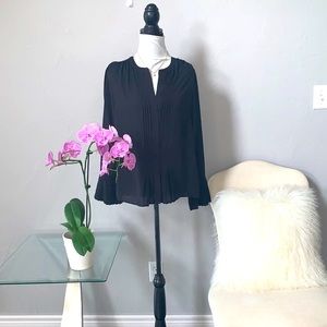 White House Black Market Black Ruffle Sleeve Top